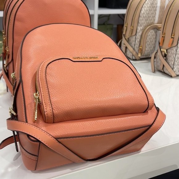 Michael Kors Jaycee Medium Zip PKT Backpack Sherbert Leather - Picture 3 of 13